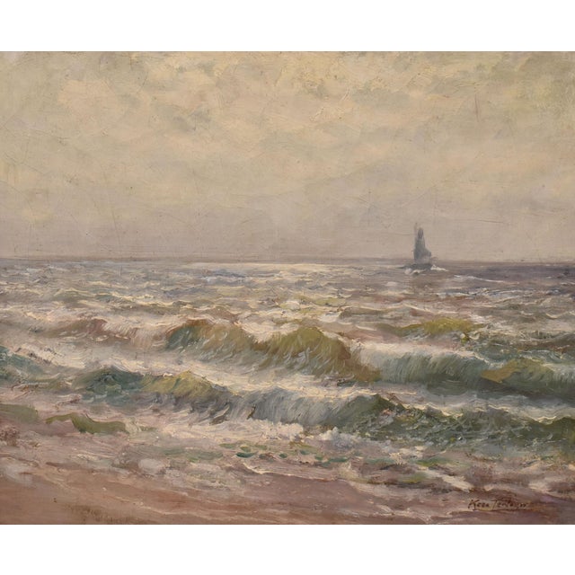 Kees Terlouw, Waves and Sailing Boat, Oil on Canvas, 20th Century, Framed For Sale - Image 3 of 10