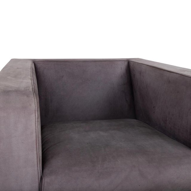 Suitcase Lounge Chairs in Grey Lilac Suede and Chrome from Minotti, Set of 2 For Sale - Image 4 of 18