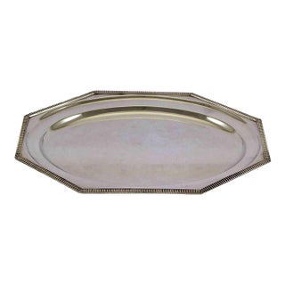 1970’s Vintage/New Old Stock Silverplate Octagonal Oval Platter With Gadroon Applied Border For Sale
