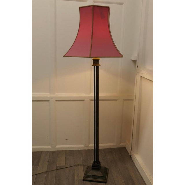Iron and Brass Column Floor Lamp, 1930s For Sale - Image 4 of 11