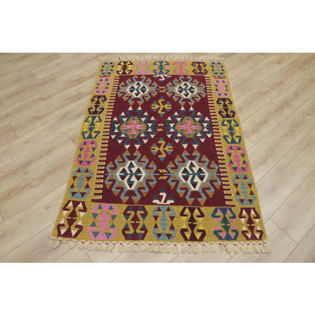 1980s Tribal Style Turkish Handmade Oushak Kilim Rug For Sale - Image 13 of 13