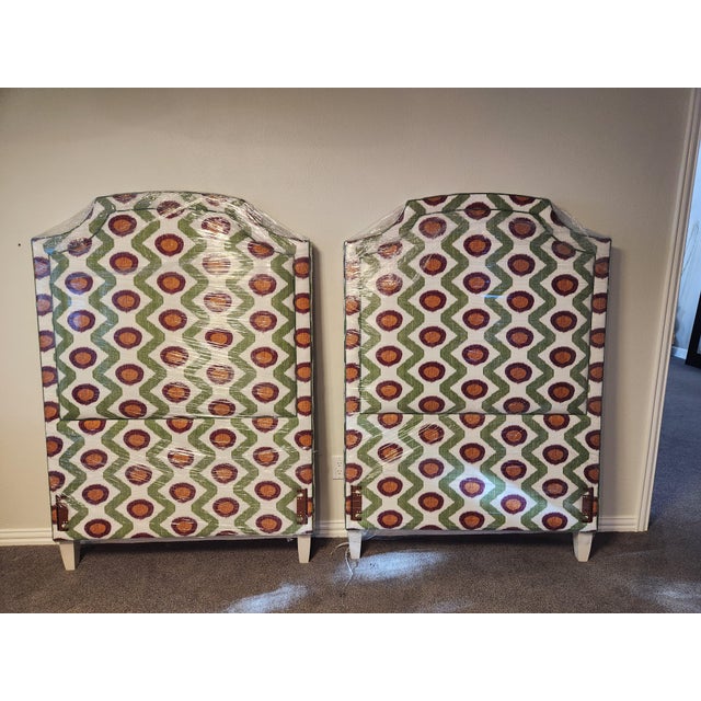 Two Custom Upholstered Headboards 62" h Twin size 43" width Manufactured by The MT Company Upholstered in Kravet Fabric by...