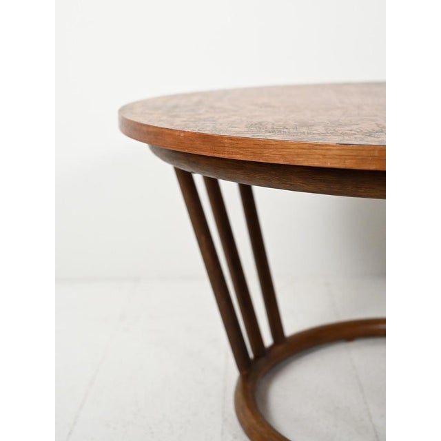Wood Round Bamboo and Copper Coffee Table, 1930s For Sale - Image 7 of 11