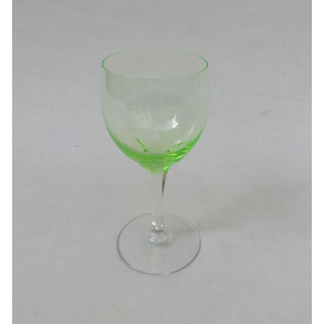 Hand Blown Art Nouveau Uranium Glass Wine Glasses, Set of 8 For Sale - Image 6 of 17