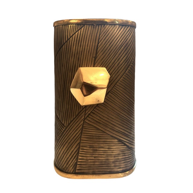 Art Deco Glamorous Art-Deco Style Brass Ice Bucket, by Jay Jeffers For Sale - Image 3 of 9