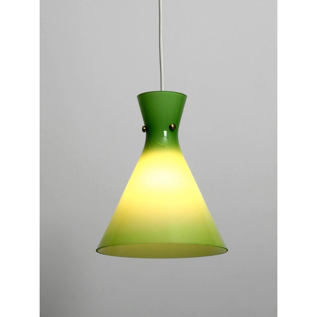 Mid-Century Austrian Green Glass Diabolo Pendant Lamp For Sale - Image 4 of 14