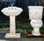 This is a gorgeous Kohler Artist Edition white pedestal sink and matching toilet set in a rare and discontinued design...