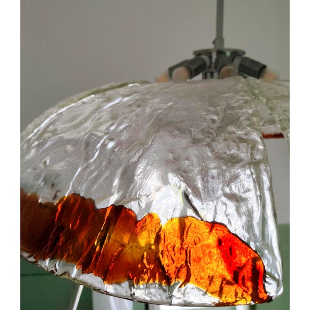 AVMazzega Murano Glass Pendant Lamp with 8 Petals attributed to Carlo Nason for AV Mazzega, 1970s For Sale - Image 4 of 11