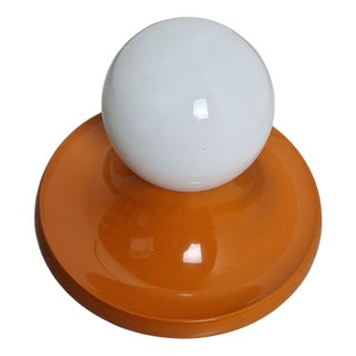Large Orange Light Ball Wall Lamp in Metal and Opaline Glass by Achille and Pier Giacomo Castiglioni for Flos, 1970s For Sale
