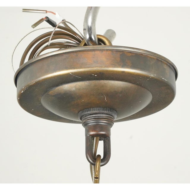 Mid 20th Century Arts & Crafts Green Slag Glass Hexagonal Pendant Light - For Sale - Image 6 of 7