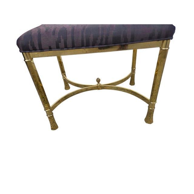 Vintage Italian Regency Brass Labarge Ottoman Footstool Vanity Bench Harden For Sale - Image 13 of 13