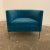 Mid-Century Modern Harvey Probber Style Teal and Polished Solid Steel 3 Leg Frame Barrel Chair For Sale - Image 3 of 9