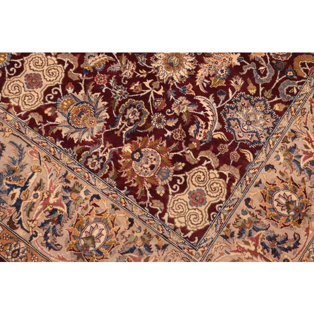 Shabby Chic Beautiful 1990's Pak-Persian Red/Taupe Wool Rug - 6'2'' X 9'1'' For Sale - Image 3 of 9