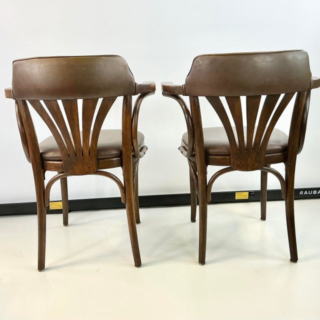 1940s Vintage Boho Chic Art Deco Drevounia Bentwood Arm Chairs - A Pair For Sale - Image 11 of 14