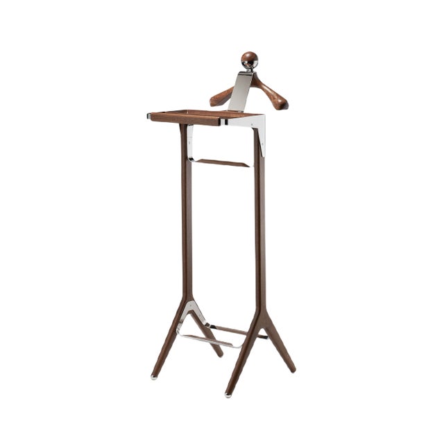 Stainless Steel & American Black Walnut Classical Valet Stand by Honorific For Sale