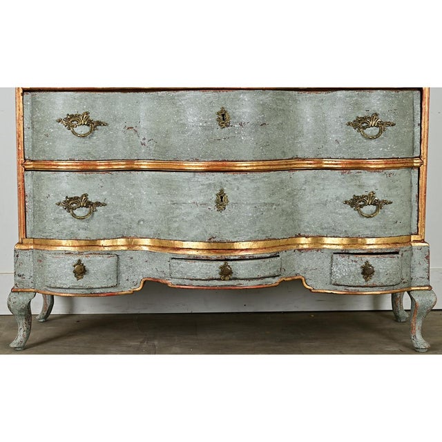 Wood Italian 20th Century Painted & Gilt Chest of Drawers For Sale - Image 7 of 12