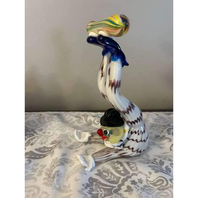 Murano Rare Vintage Murano Blown Glass Circus Clown Figurine For Sale - Image 4 of 7