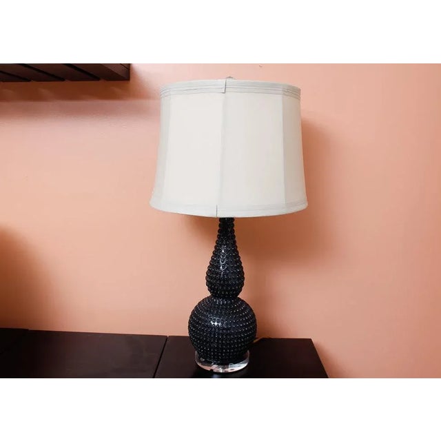 Black Mid-Century Modern Textured Double Gourd Lamp For Sale - Image 4 of 6