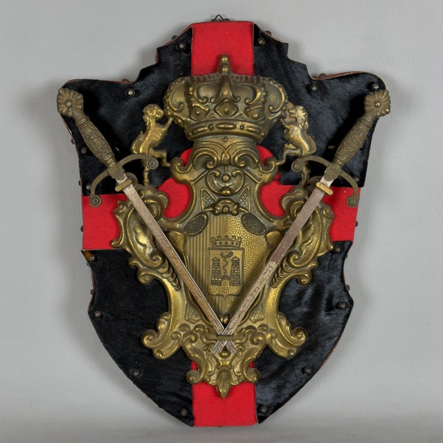 Shield Heraldic Coat of Arms in Wood and Velvet with Brass by Ignoto for Ignoto For Sale - Image 11 of 11