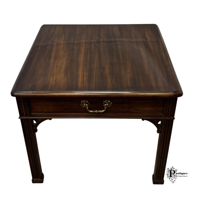 Late 20th Century Vintage Henredon Chippendale Style Mahogany Side Table For Sale - Image 5 of 12
