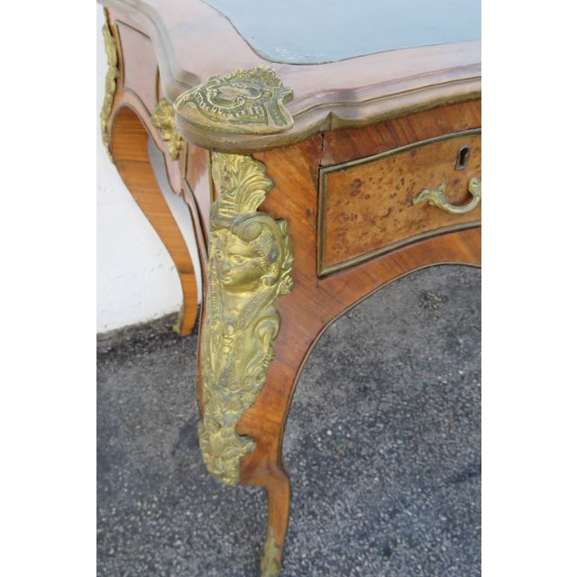 French Green Leather Top With Metal Accent Desk 6246 For Sale - Image 12 of 17