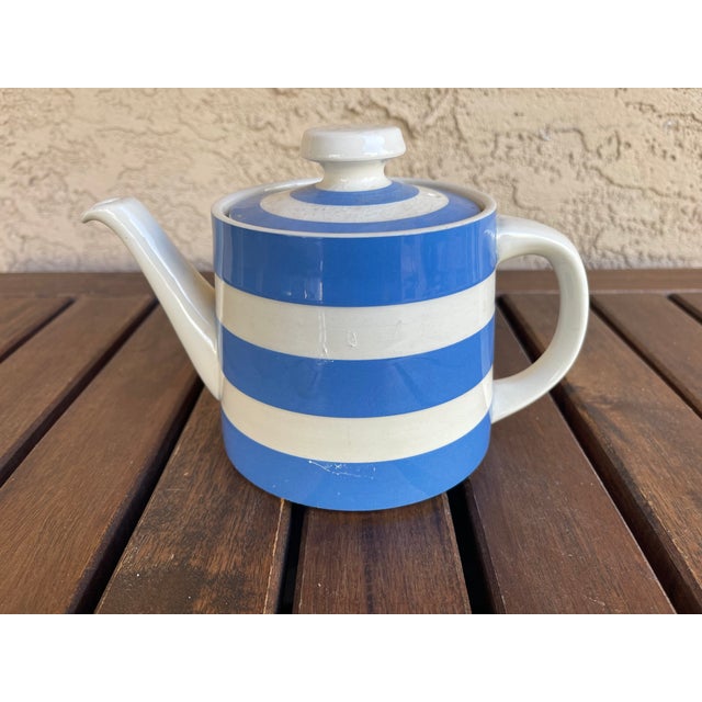 I bought this about 20 years ago and loved it. Part of my Cornishware collection. The back stamp is called Gresley Church...