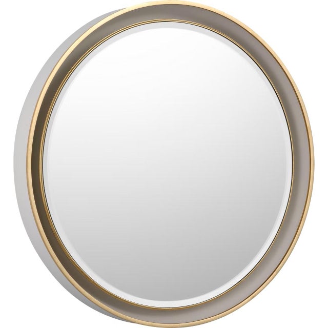 2020s Thomas O'Brien for Visual Comfort Signature Tricia 24" Illuminated Round Mirror in Matte White and Gild For Sale - Image 5 of 12