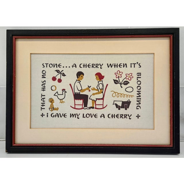 Folk Song Sampler ‘Singing Tunes’ – Set of 6 Framed Needlepoints, Attributed to Paragon Needlecraft For Sale - Image 4 of 14