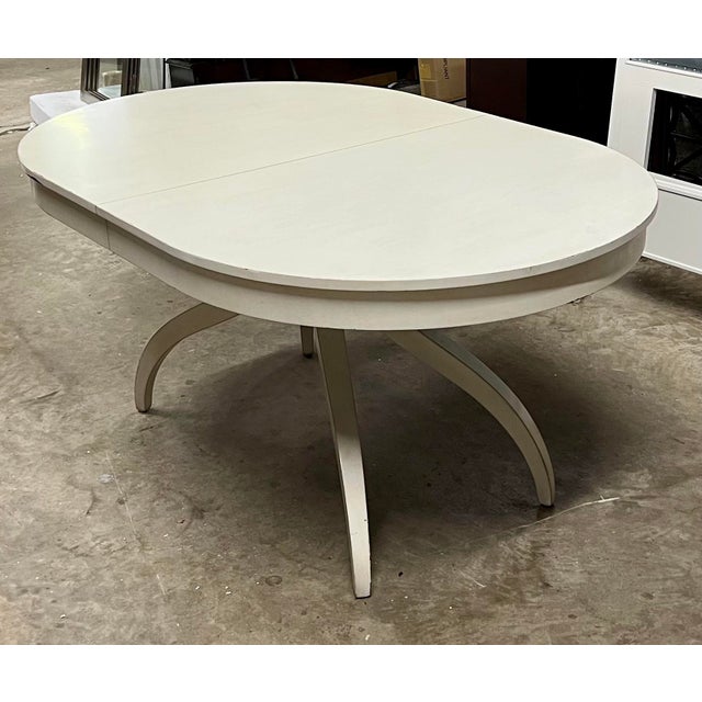 Theodore Alexander Newman Distressed White Oval Dining Table With