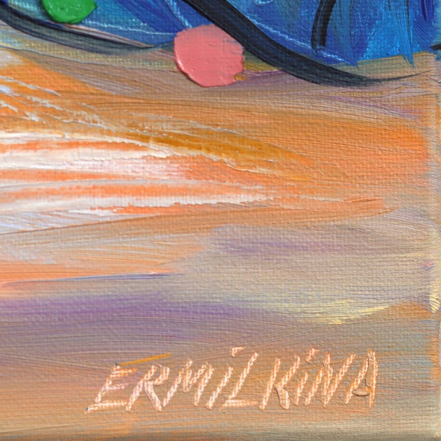 Blue Secret Date - Original Figurative Textured Impasto Oil Painting on Canvas by Ekaterina Ermilkina For Sale - Image 8 of 8