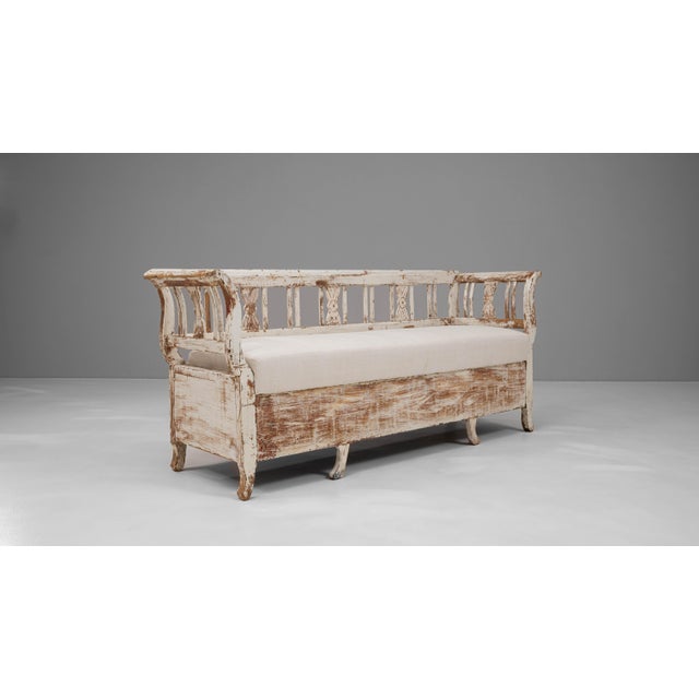 Off-white 19th Century Scandinavian Upholstered Bench For Sale - Image 8 of 18