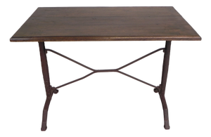 Bistro Table with Oak Top on a Cast Iron Frame, 1930s