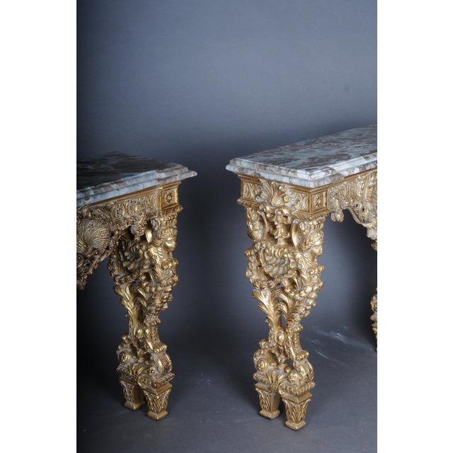 20th Century Wall Console Gilded with Marble Model attributed to F. Linke For Sale - Image 3 of 18