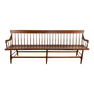 Antique Deacons Wood Spindle Bench For Sale