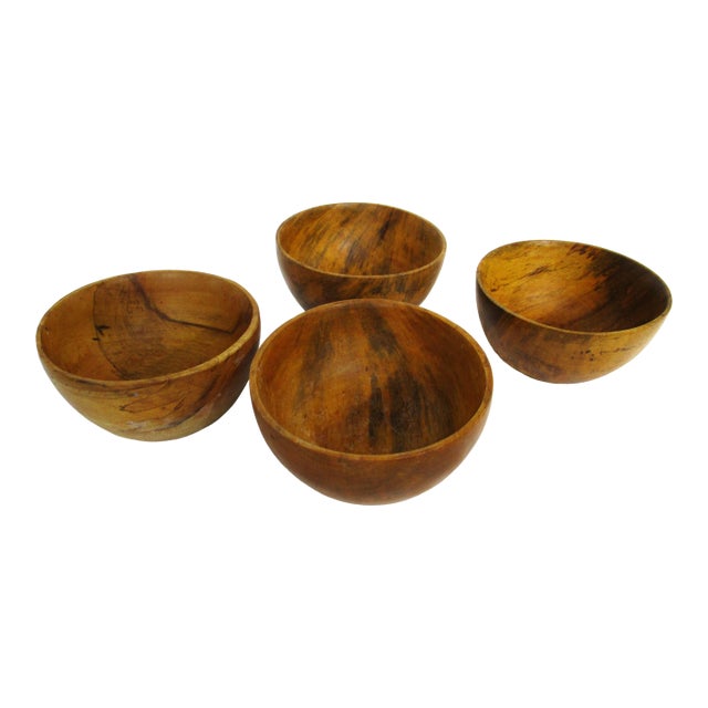 Mid 20th Century 4 David Auld Handcrafted Organic Mango Wood Bowls Haiti For Sale