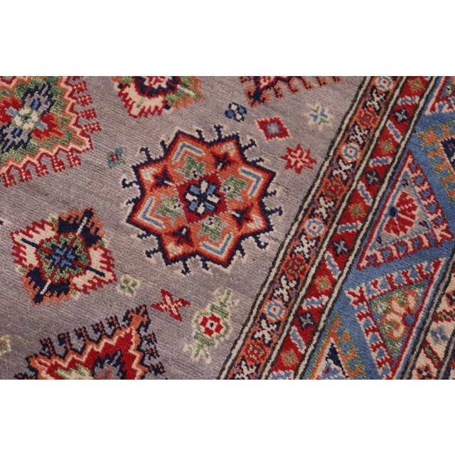 1990s Rustic Kazak Southwestern Gray/Light Blue Wool Rug - 4'2''x6'1'' For Sale - Image 5 of 10