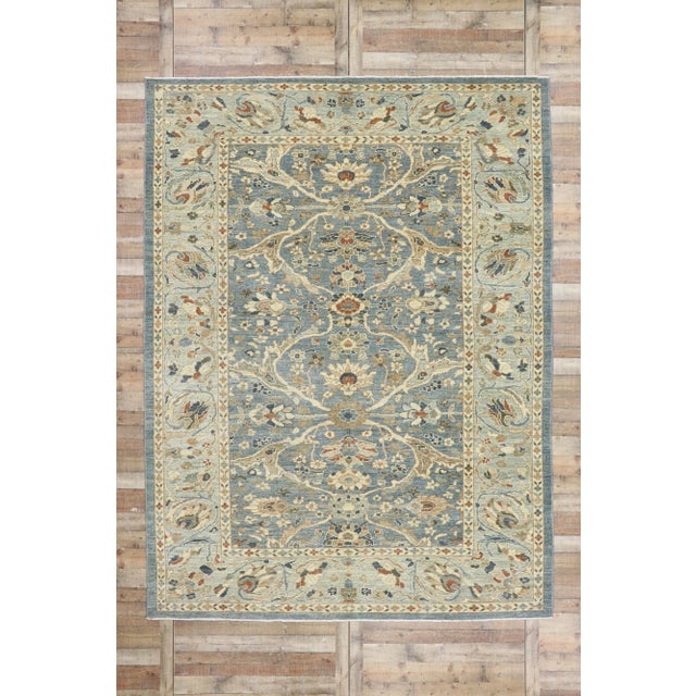 Modern Azure Turkish Sultanabad Rug, 09'03 X 12'03 For Sale - Image 11 of 12