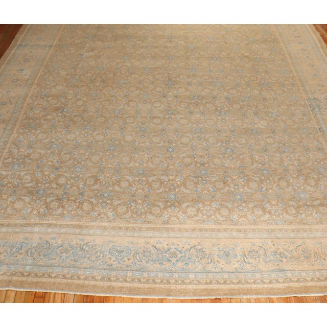 Oversize Antique Zabihi Collection Persian Tabriz Brown Blue Rug - 12'2" x 17'9" For Sale - Image 4 of 10