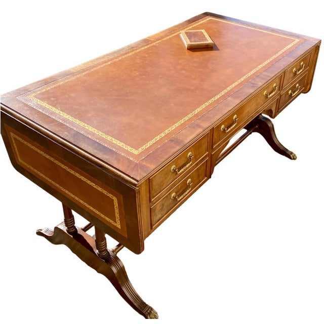 English Desk with Mahogany Extension, 1950s For Sale - Image 3 of 11