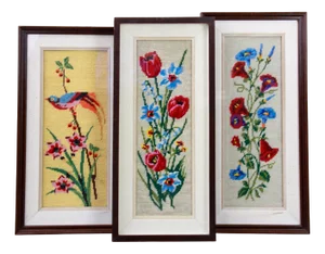 Vintage Half Cross Stitch Panels, Italy, 1970s