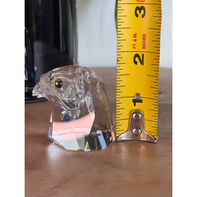 Glass Vintage Swarovski Crystal Falcon Head Bust For Sale - Image 7 of 9