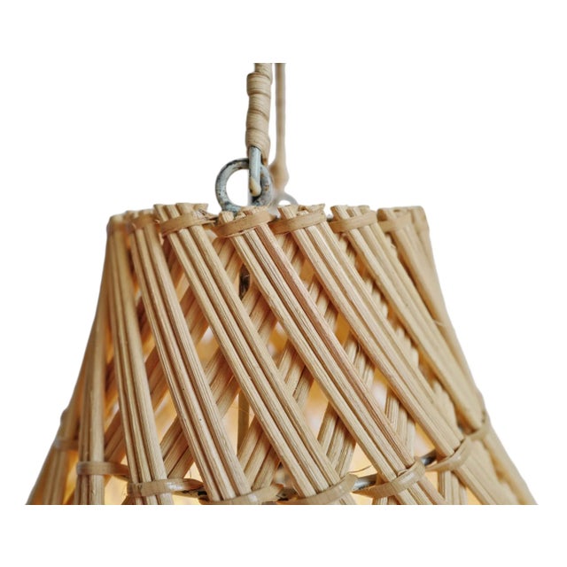 Contemporary Raw Rattan Bottle Pendant Light Small For Sale - Image 3 of 9
