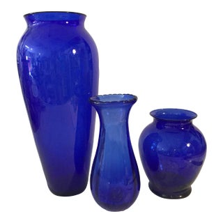 1970s Vintage Cobalt Vases-Set of 3 For Sale