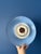 Vintage Blue Metal Wall Light with Opaline Globe 1970s Design Light Fixture For Sale - Image 4 of 9