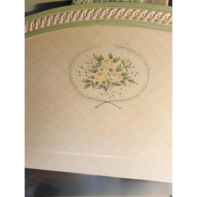 Ivory Vintage French Provincial Hand Painted Cottage Bed For Sale - Image 8 of 8