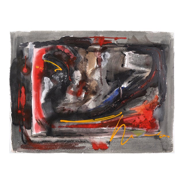 Primary Colors Abstract Expressionist - Mixed Media on Paper by Ricardo De Silva For Sale