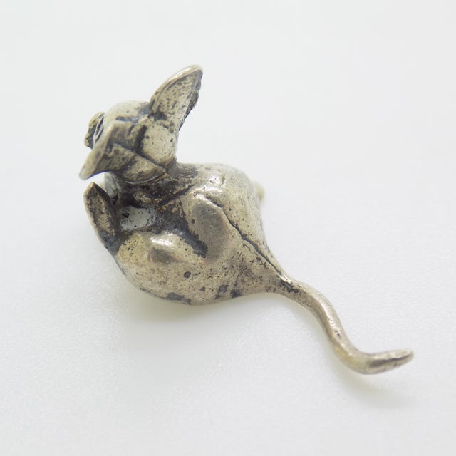 Vintage Italian Handmade Field Mouse Miniature in Silver 800, Florence, 1970s For Sale - Image 6 of 12