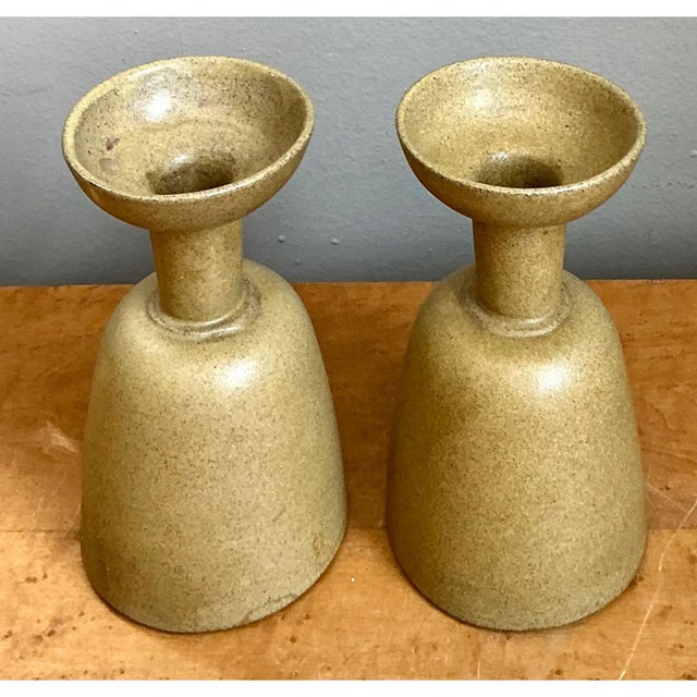 Vintage Modernist Ceramic Candle Holders For Sale - Image 4 of 12