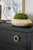 Black Matthew Izzo Home Richmond Black Oak Four Drawer Console Table With Caned Open Shelf and Brass Drawer Pulls For Sale - Image 8 of 9