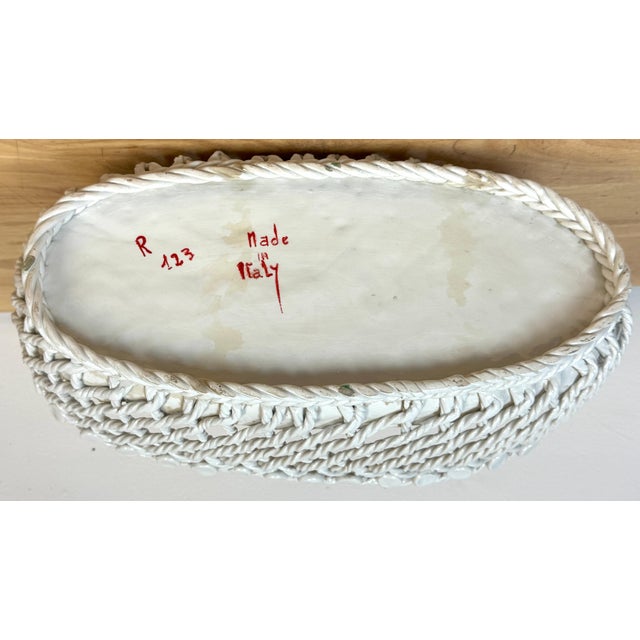 Italian Creamware, in White Rope-Twist Oval Centerpiece Basket, Mid-20th Century For Sale - Image 16 of 18